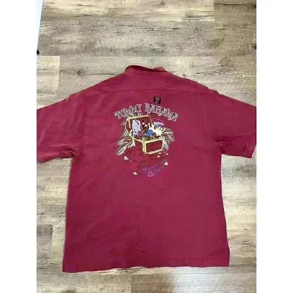 Tommy Bahama 100% Silk Treasure On the Rocks Red Button Up Shirt Men's XL - Picture 8 of 12